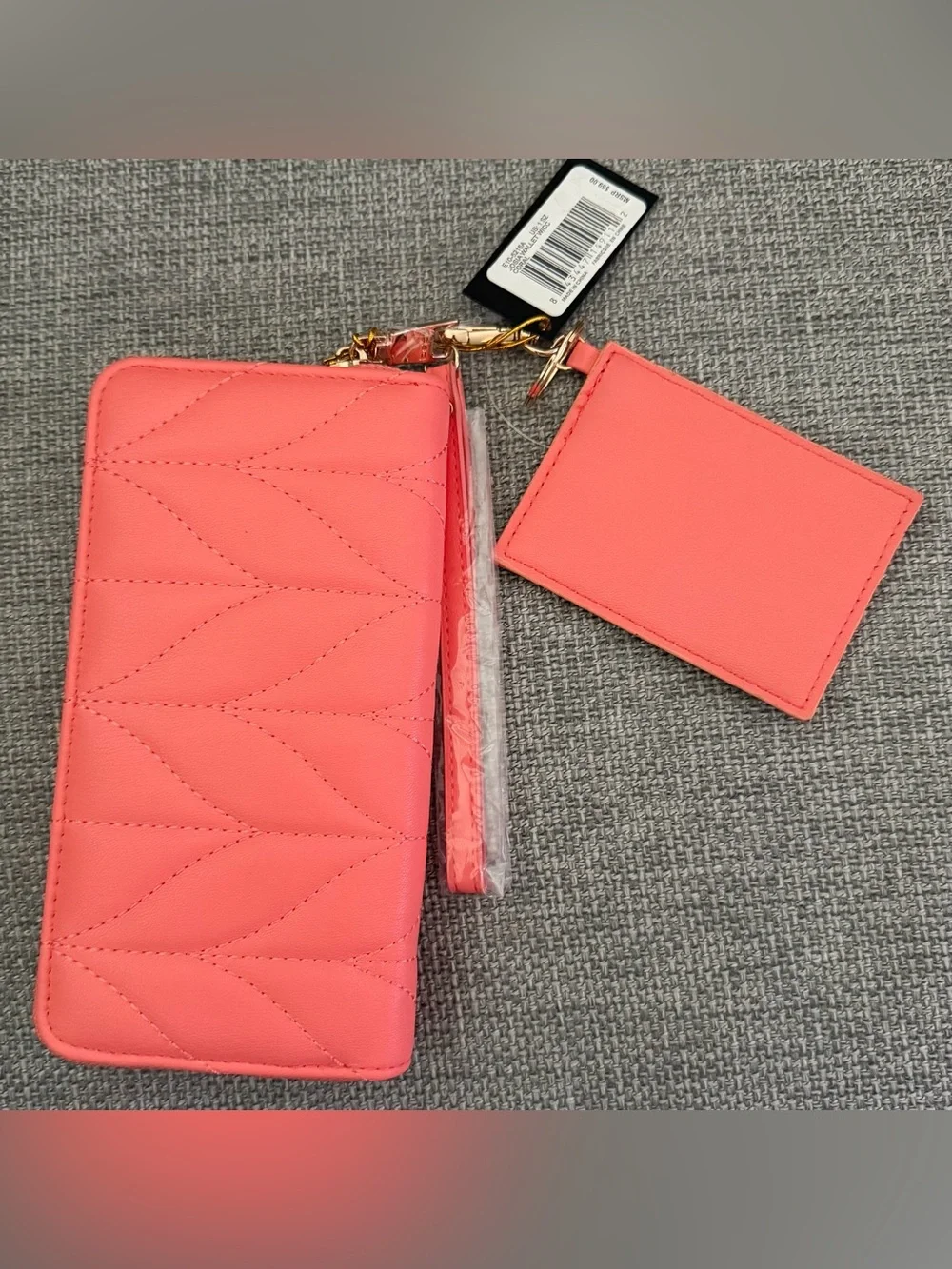 bebe Josia Wallet Wristlet with Clip-on Card Holder in Coral Brand New with Tag